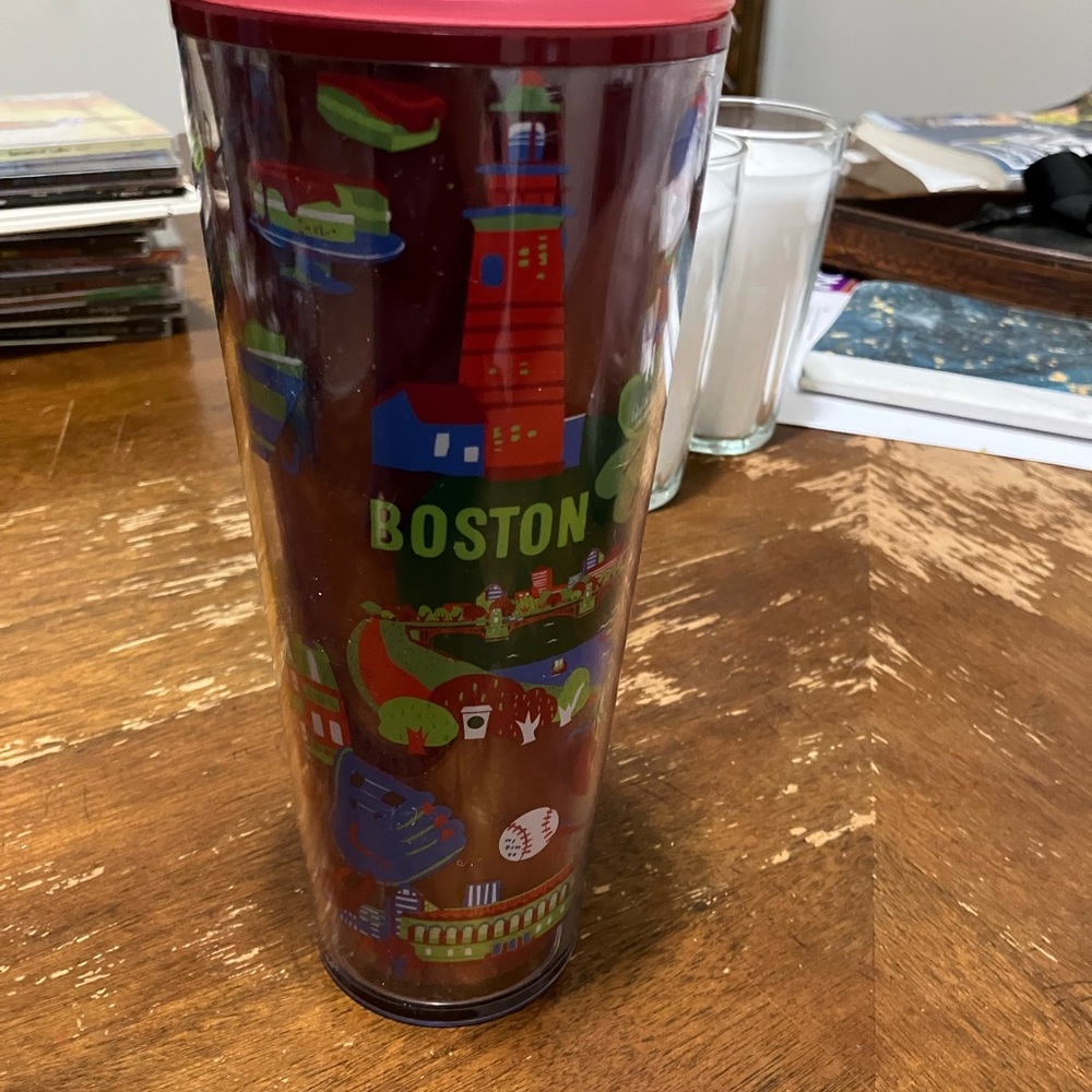 Starbucks Boston Themed Tumbler with Red Lid 24 oz